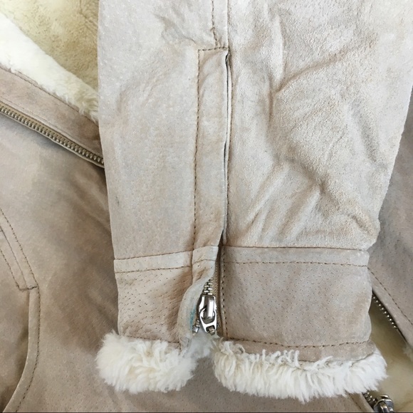 Cozy Shearling Sherpa Suede Hoodie Coat Jacket Medium - Picture 4 of 8